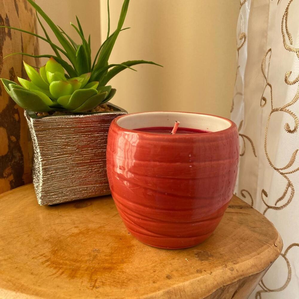 Red Ceramic Jar Candle